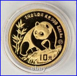 1990 China Panda Gold Proof Set with Original Box and COA 947521-1