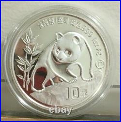 1990 China Panda Gold Silver Platinum 3 Coin Prestigious Set Complete Box Coa