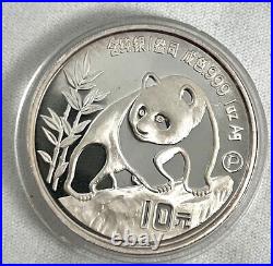 1990 China Panda Prestigious Set Gold Silver Platinum 3 Coin Box & Coa