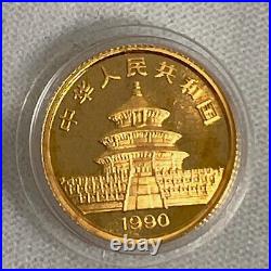 1990 China Panda Prestigious Set Gold Silver Platinum 3 Coin Box & Coa