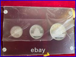 1990 China Panda Proof Platinum 3 Coin Set in Original Mint Packaging & COA