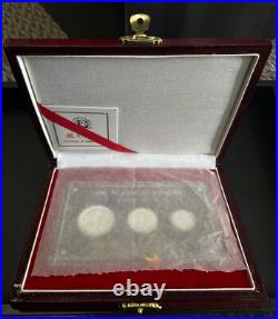 1990 China Panda Proof Platinum 3 Coin Set in Original Mint Packaging & COA