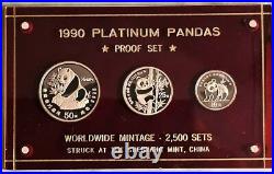 1990 China Panda Proof Platinum 3 Coin Set in Original Packaging 1990 China Panda Proof Platinum 3 Coin Set in Original Packaging