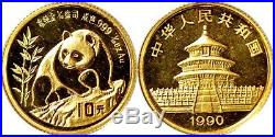 1990 China Prestige Panda Set Gold, Platinum, Silver in Original Box K9821