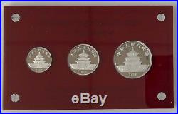1990 China Proof 1/2 oz 1/4 oz 1/10 oz. 995 Platinum Pandas 3-Coin Set withBox/COA