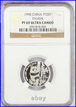 1990 China Proof Platinum Panda 3 coin set NGC PR69 Ultra Cameo