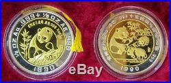 1990 China Proof Set 2 Gold / Silver Bimetallic Pandas 3rd Coin Exposition