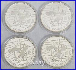 1990 China Silver 4 Coin Proof Gold-fish Set Coa#81