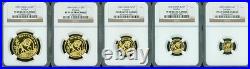1990-P 5-COINS GOLD SET 100Y 50Y 25Y 10Y 5Y Yuan CHINA PANDA NGC Proof PF69 PR69