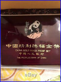 1990-P China 5 Coin Panda 999 Gold Proof Bullion Set 1.9 Oz in Box with COA