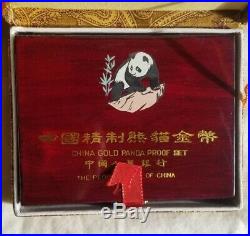 1990-P China Panda Gold Proof 5 Coin Set Box COA
