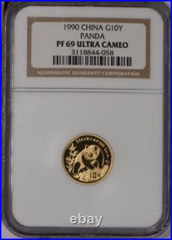 1990-P Gold Panda 5 Coin Set NGC PF69 Ultra Cameo