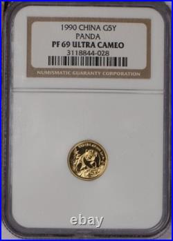 1990-P Gold Panda 5 Coin Set NGC PF69 Ultra Cameo
