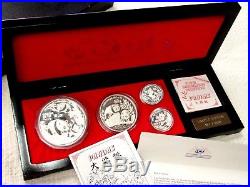 1991 China 10th Anniversary Silver Panda Gem Proof 4 Coin Boxed Set with COA Book