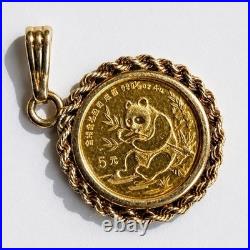 1991 China Gold Panda Coin Pendant 999 Yellow Gold Round Bezel Setting