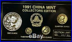 1991 China Panda 4-Coins Collectors Edition Proof Set withCOA