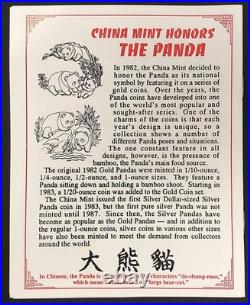 1991 China Proof Silver Panda four piece 10th Anniversary set withbox and COA
