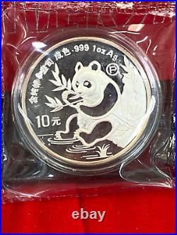 1991 China Silver Proof Panda Anniversary Set 12 Oz. 5 Oz. 2 Oz. + 1 Oz. Sealed