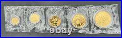 1991 P Chinese 5 Coin Gold Panda Proof Set, Factory Sealed, Mint Box & COA