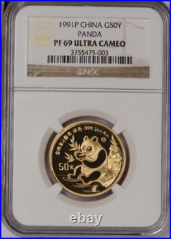 1991-P Gold Panda 5 Coin Set NGC PF69 Ultra Cameo