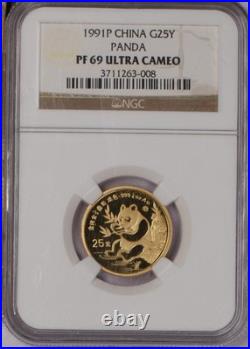 1991-P Gold Panda 5 Coin Set NGC PF69 Ultra Cameo