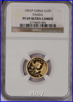 1991-P Gold Panda 5 Coin Set NGC PF69 Ultra Cameo