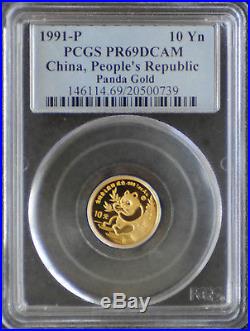 1991-p Pcgs Pr69dcam 5 Coin Chinese Panda Gold Proof Set