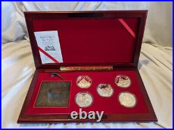 1992 CHINA(PRC) $5 INVENTIONS & DISCOVERY#1 5pcs Proof silver coins set with COA