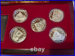 1992 CHINA(PRC) $5 INVENTIONS & DISCOVERY#1 5pcs Proof silver coins set with COA