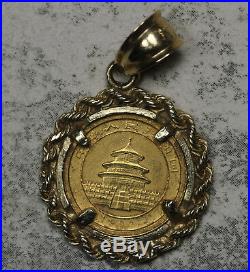 1992 China 5 Yuan Gold Coin set in 14K Bezel Pendant 4.1 grams total weight