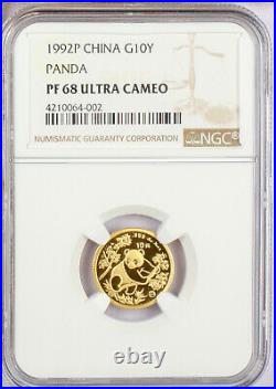 1992 China Gold Panda 5 Coin Proof Set. NGC Proof 68 & Proof 69 Ultra Cameo