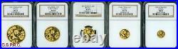 1992 Gold Chinese Panda 5-coins Set 100y 50y 25y 10y 5y Ngc Ms69 Ms-69 China