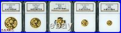 1992 Gold Chinese Panda 5-coins Set 100y 50y 25y 10y 5y Ngc Ms69 Ms-69 China