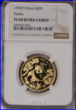 1992-P Gold Panda 5 Coin Set NGC PF69 Ultra Cameo