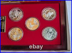 1993 CHINA(PRC) $5 INVENTIONS & DISCOVERY#2 5pcs Proof silver coins set with COA