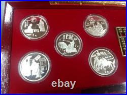 1993 CHINA (PRC) $5 INVENTIONS & DISCOVERY 5pcs Proof silver coins set with COA