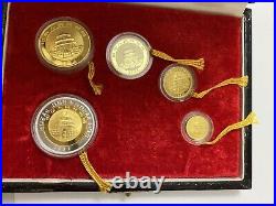 1993 China Gold Panda Proof 5 Coin Set with original mint issued capsules boxes