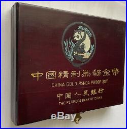 1993 China Gold Proof Panda 5 Coin Set Complete Original Mint Box Certificate