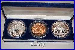 1993 China PANDA PROOF S10Y + BU S10Y + COPPER 5Y coin set OGP silver