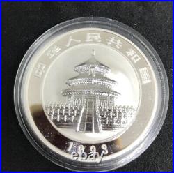 1993 China Panda 3 Coin Set (1 oz BU Silver, 1 oz PF Silver 10 yuan, Copper) COA
