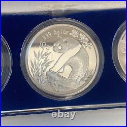 1993 China Panda 3 Coin Set 5 Yuan Red Copper BU 10 Yuan Silver BU 10 Yuan Proof