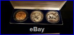 1993 China Panda 3 Coin Set, BU + Proof, 2 oz of Fine Silver + Copper NO RESERVE