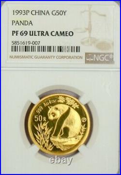 1993 China Proof Gold Panda 5-coin Set Ngc Pr69 Ultra Cameo