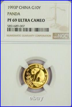 1993 China Proof Gold Panda 5-coin Set Ngc Pr69 Ultra Cameo