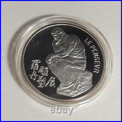 1993 TAIWAN Taipei A. Rodin EXPO'93 SILVER medal coin Set box/COA China (1 oz)