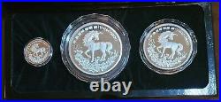 1994 CHINA UNICORN 12 Oz, 5 Oz & 1 Oz Silver 3 Coin Proof Set, BOX & COA SUOERB
