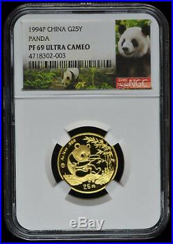1994 China Bi Metal & Gold Proof Panda Coin Set NGC PF69/68 U. C. With Box & COA