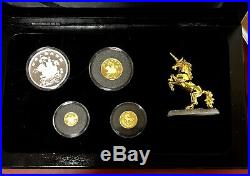 1994 China Gold & Silver Unicorn 4 Coins Proof Set WithBox & COA