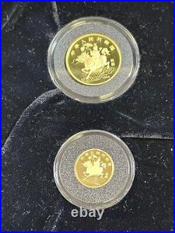 1994 Chinese BiMetallic Gold & Silver Unicorn Proof Set OGP & COA Key Date Coins