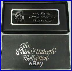 1994 SILVER CHINA PROOF UNICORN 3 COIN YUAN 12oz 5oz & 1oz SET BOX & COA